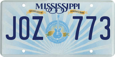 MS license plate JOZ773