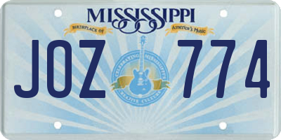 MS license plate JOZ774