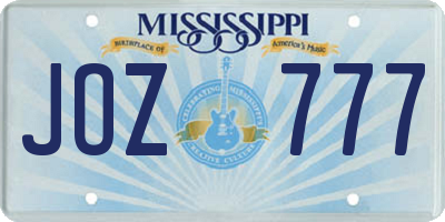 MS license plate JOZ777