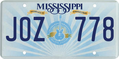 MS license plate JOZ778