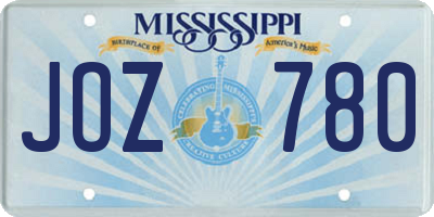 MS license plate JOZ780