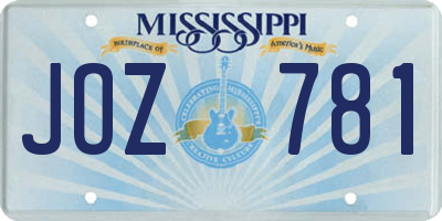MS license plate JOZ781