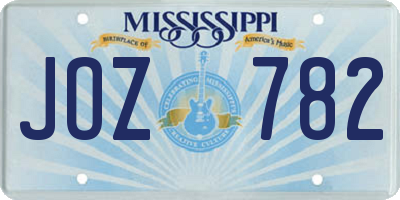 MS license plate JOZ782