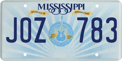 MS license plate JOZ783
