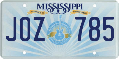 MS license plate JOZ785