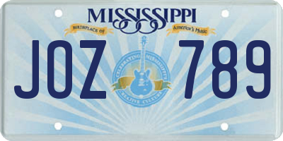 MS license plate JOZ789
