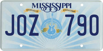 MS license plate JOZ790