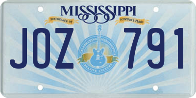 MS license plate JOZ791