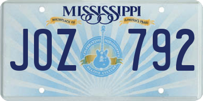 MS license plate JOZ792