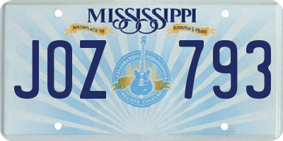 MS license plate JOZ793