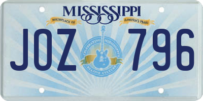 MS license plate JOZ796