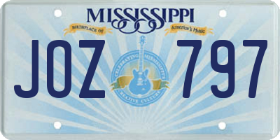 MS license plate JOZ797