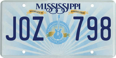 MS license plate JOZ798