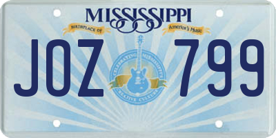 MS license plate JOZ799
