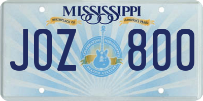 MS license plate JOZ800