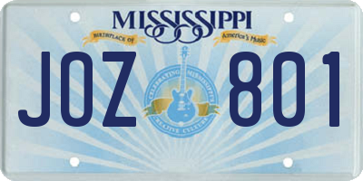 MS license plate JOZ801