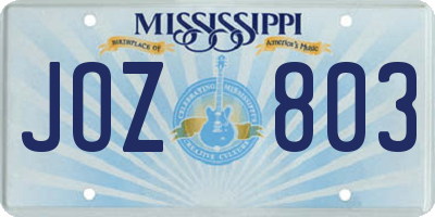 MS license plate JOZ803