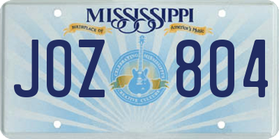 MS license plate JOZ804