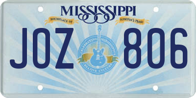 MS license plate JOZ806