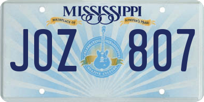 MS license plate JOZ807