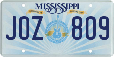 MS license plate JOZ809