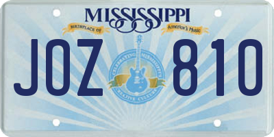 MS license plate JOZ810