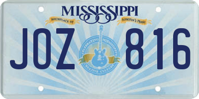 MS license plate JOZ816