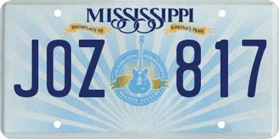 MS license plate JOZ817