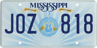 MS license plate JOZ818