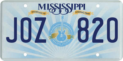 MS license plate JOZ820