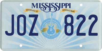 MS license plate JOZ822