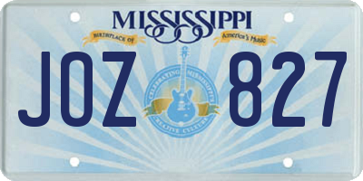 MS license plate JOZ827