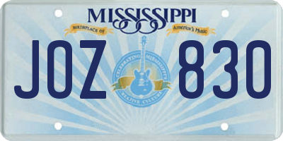 MS license plate JOZ830