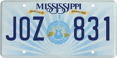 MS license plate JOZ831