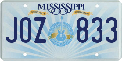 MS license plate JOZ833