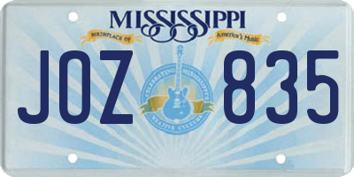 MS license plate JOZ835