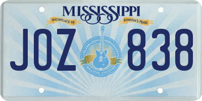 MS license plate JOZ838