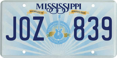 MS license plate JOZ839