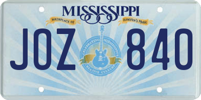 MS license plate JOZ840