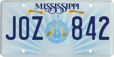 MS license plate JOZ842