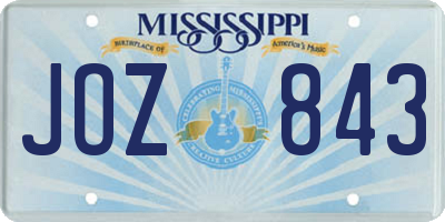 MS license plate JOZ843