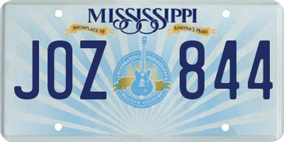 MS license plate JOZ844
