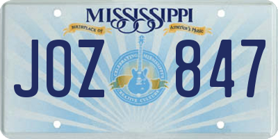 MS license plate JOZ847