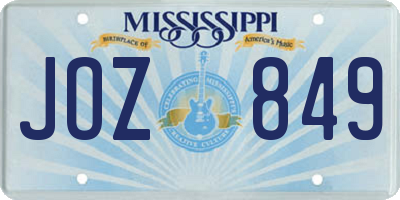 MS license plate JOZ849