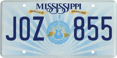 MS license plate JOZ855