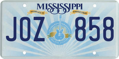 MS license plate JOZ858