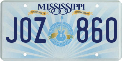 MS license plate JOZ860