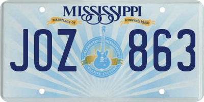 MS license plate JOZ863