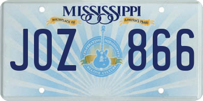 MS license plate JOZ866
