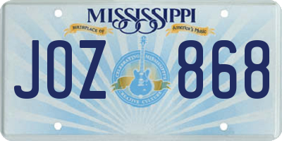 MS license plate JOZ868